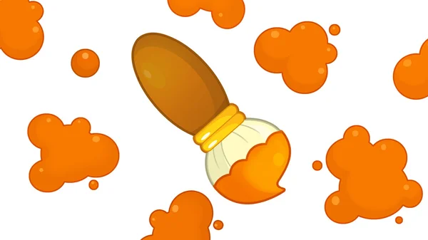 Γελοιογραφία βούρτσα και πιτσιλιές με πορτοκαλί χρώμα — Φωτογραφία Αρχείου