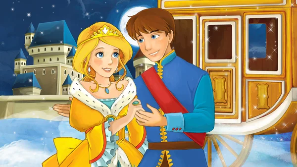 Cartoon scen med prinsen och prinsessan — Stockfoto