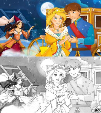 Sevgi dolu bir kraliyet çift çizgi film sahne 