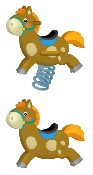 Dibujos animados caballo de juguete feliz - aislado - ilustración para niños —  Fotos de Stock