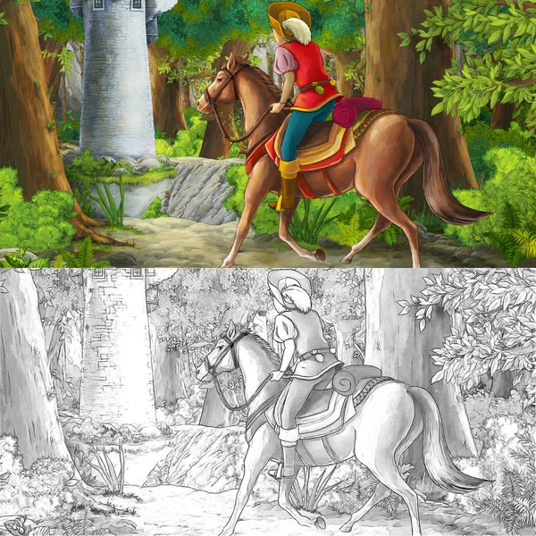 Cartoon scene on a horseman — Stock Photo, Image