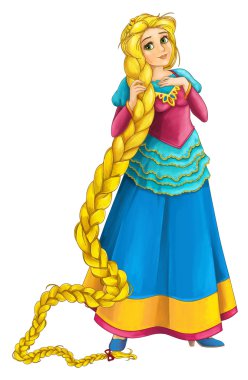 Güzel kız gülümseyerek - izole karikatür