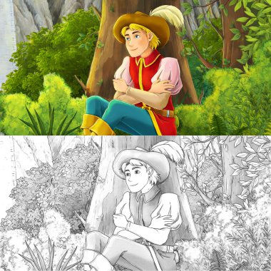 Çizgi film sahne bir soylu - manga adam