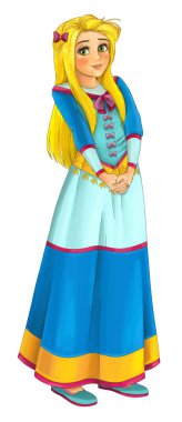 Güzel kız gülümseyerek - izole karikatür