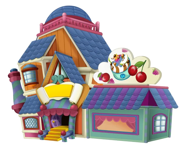 Цветной дом из мультфильмов — стоковое фото