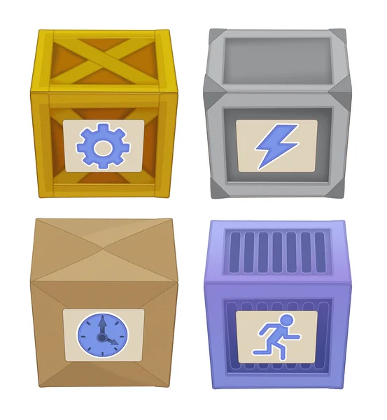 Conjunto de caixas de desenhos animados - isolado — Fotografia de Stock