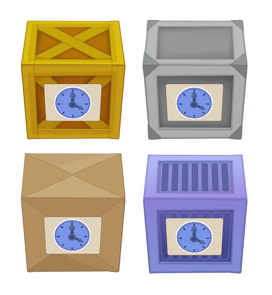 Cartoon set of boxes - isolated — Stock Photo, Image