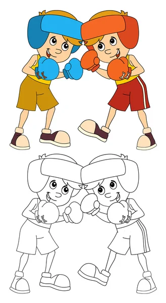 卡通儿童培训-拳击-分离 — 图库照片