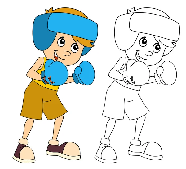 Cartoon child training - boxing - isolated