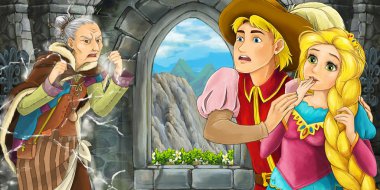 Ortaçağ iç - cadı ve royal çift içinde