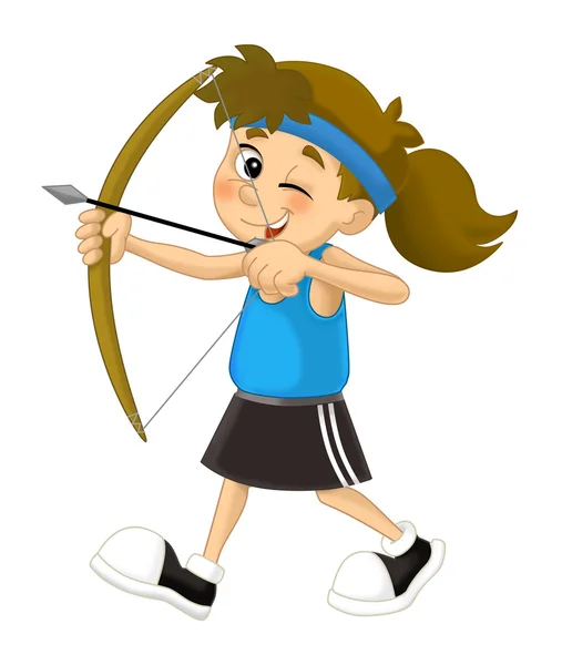 Çizgi film çocuk - yay - archer çekim — Stok fotoğraf