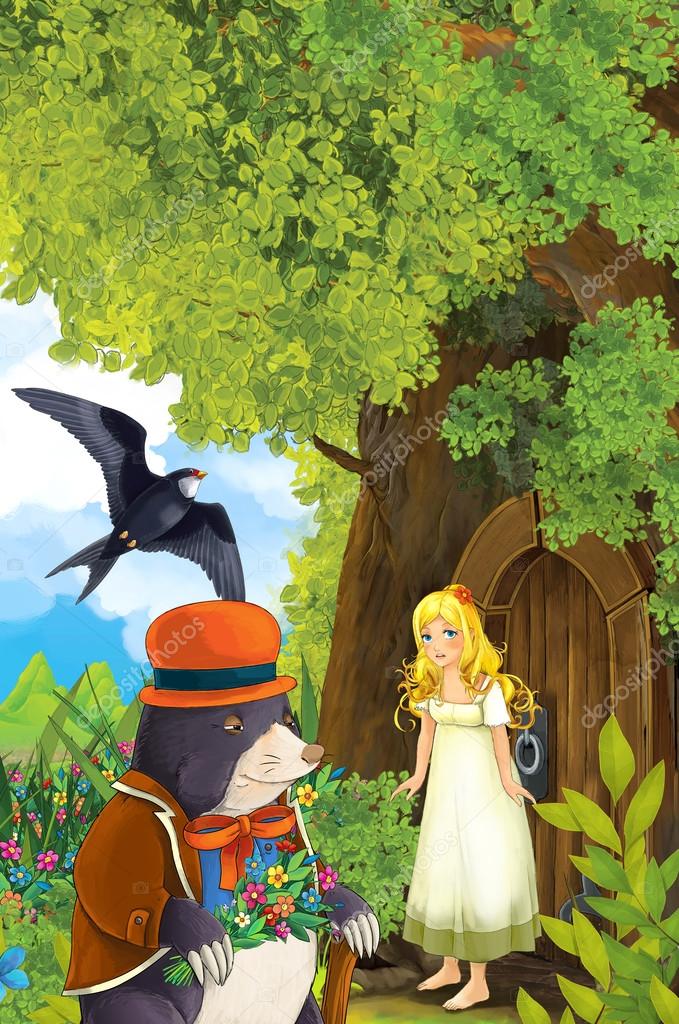 Mole Venant Visiter Une Fille Avec Un Oiseau Coucou
