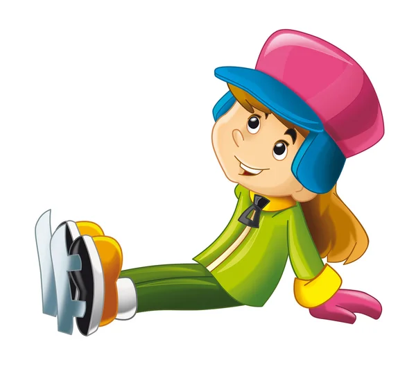 Cartoon kind - activiteit - schaatsen - geïsoleerd - illustratie voor de kinderen — Stockfoto