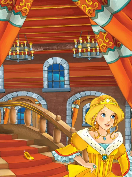 Bela princesa saindo do castelo — Fotografia de Stock