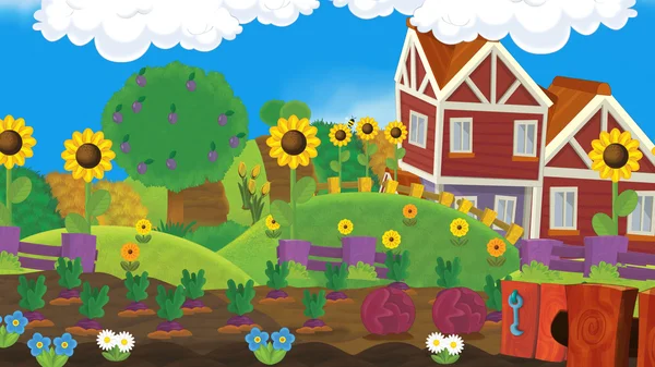 Cartoon Farm Scene - leer - für andere Zwecke - Illustration für Kinder — Stockfoto