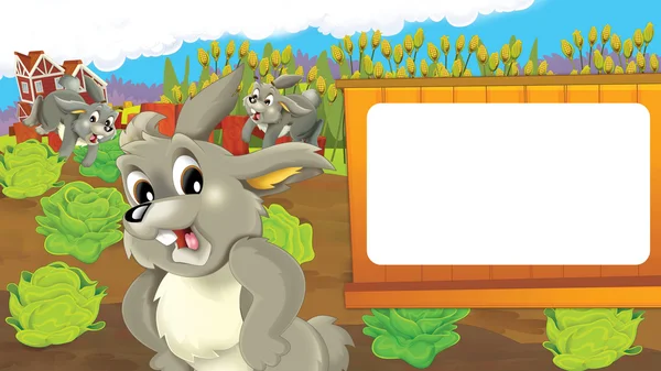 Cartoon afbeelding met gelukkige konijnen — Stockfoto