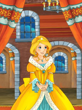 Kale salonunda Prenses Karikatür mutlu sahne