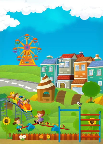 Cartoon scen av barn som leker — Stockfoto