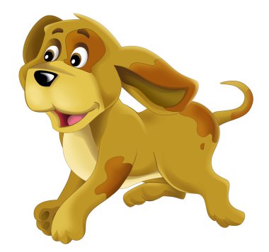  İzole karikatür mutlu köpek - çiftlik hayvanı-