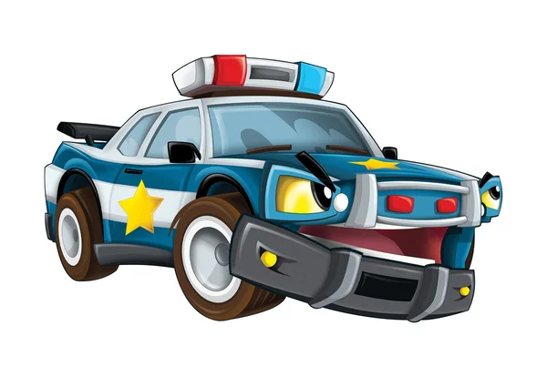 Kreskówka policji samochód - na białym tle - ilustracja dla dzieci — Zdjęcie stockowe