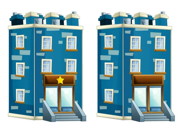 Cartoon - illustratie van huis - gebouw blok van flats - geïsoleerd - illustratie voor kinderen — Stockfoto