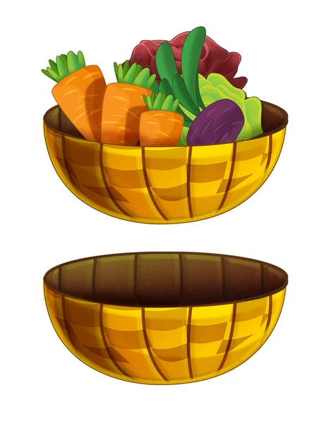 卡通篮子和蔬菜 — 图库照片