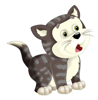 gri tabby karikatür kedi