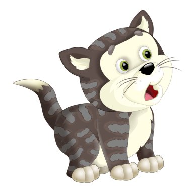 gri tabby karikatür kedi
