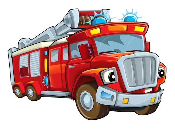 Roter Cartoon-Feuerwehrwagen — Stockfoto