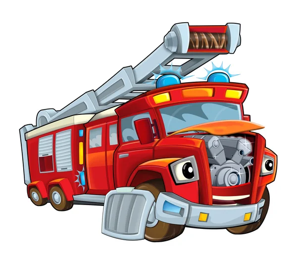 Roter Cartoon-Feuerwehrwagen — Stockfoto