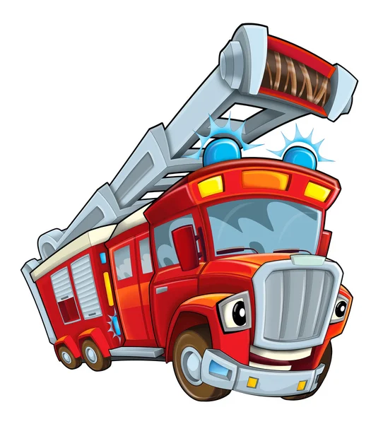 Roter Cartoon-Feuerwehrwagen — Stockfoto