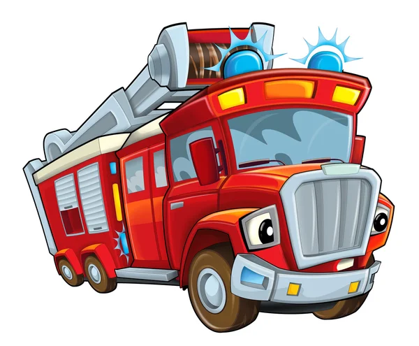 Roter Cartoon-Feuerwehrwagen — Stockfoto