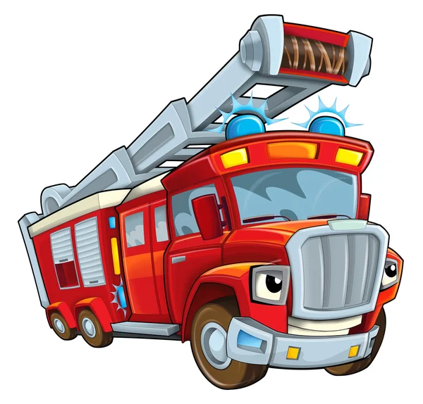 Roter Cartoon-Feuerwehrwagen — Stockfoto