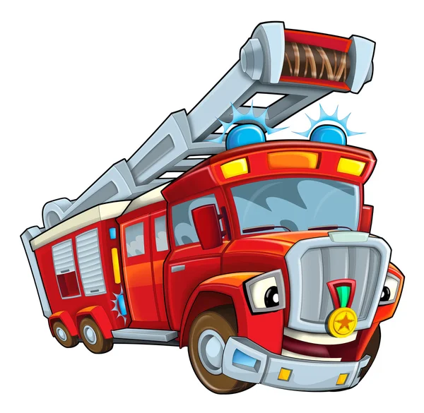Kreskówka czerwony wóz strażacki — Zdjęcie stockowe