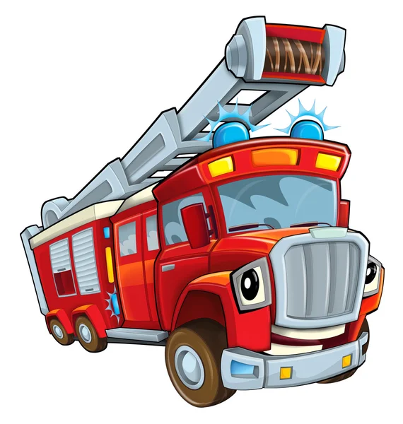 Kreskówka czerwony wóz strażacki — Zdjęcie stockowe