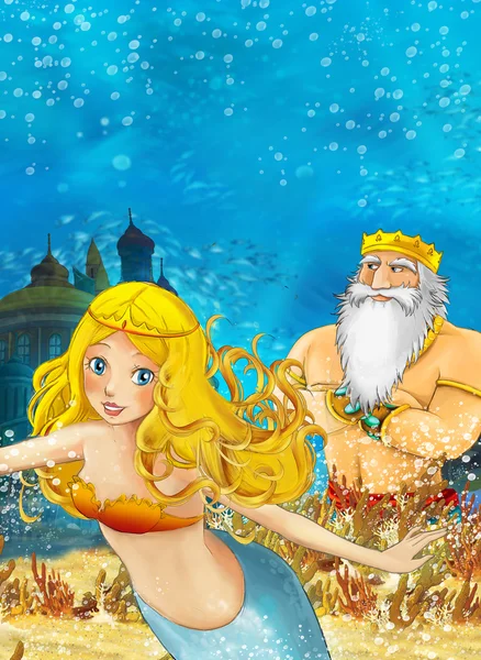 Kreslená fantasy scény na podvodní říše — Stock fotografie