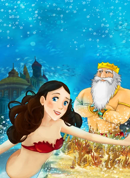 stock image Cartoon fantasy scene on underwater kingdom 