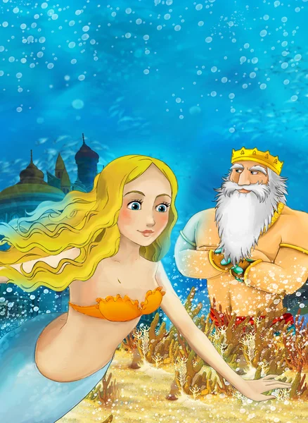 Escena de fantasía de dibujos animados en el reino submarino —  Fotos de Stock