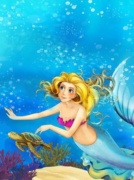 Escena de fantasía de dibujos animados en el reino submarino — Foto de Stock