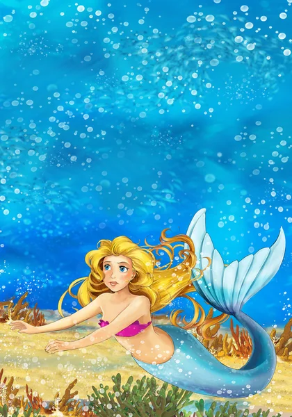 Cartoon fantasy scene on underwater kingdom — Stock Photo, Image