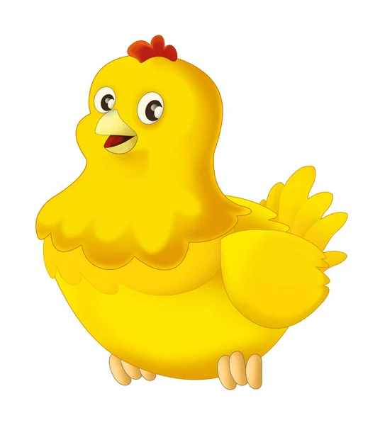 Cartoon happy yellow chicken — Stock Photo, Image