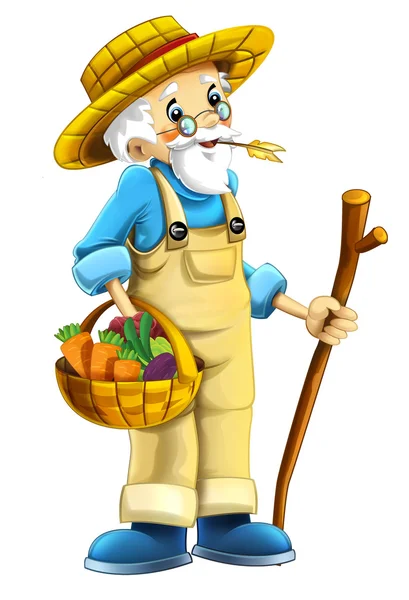 Cartoon old farmer — Stock Photo, Image