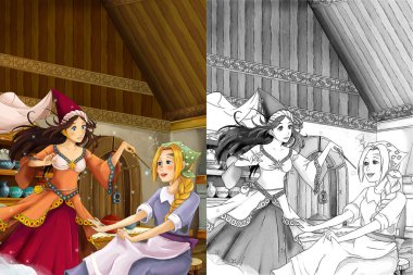 eski geleneksel mutfak - kadınlar konuşmak