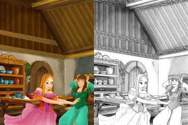 konuşmak ve mutfakta gülen kızlar