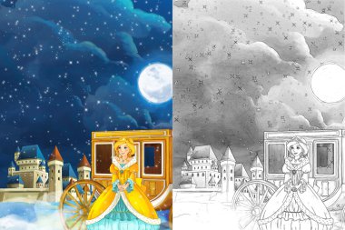 Prenses veya Kraliçe ile çizgi film sahne