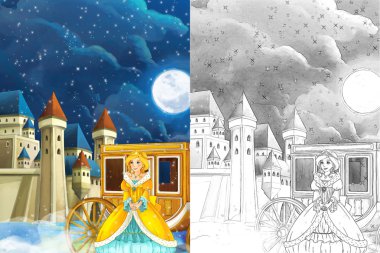 Prenses veya Kraliçe ile çizgi film sahne