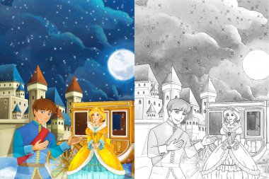 Prens ve Prenses ile çizgi film sahne 