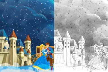 Prens ve Prenses ile çizgi film sahne 