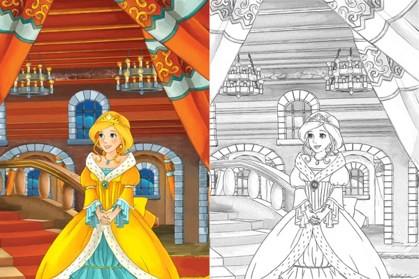 Schöne Prinzessin kommt aus dem Schloss — Stockfoto