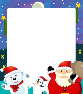 Çocuklar için Noel çerçeve - metin için yer - illüstrasyon karikatür